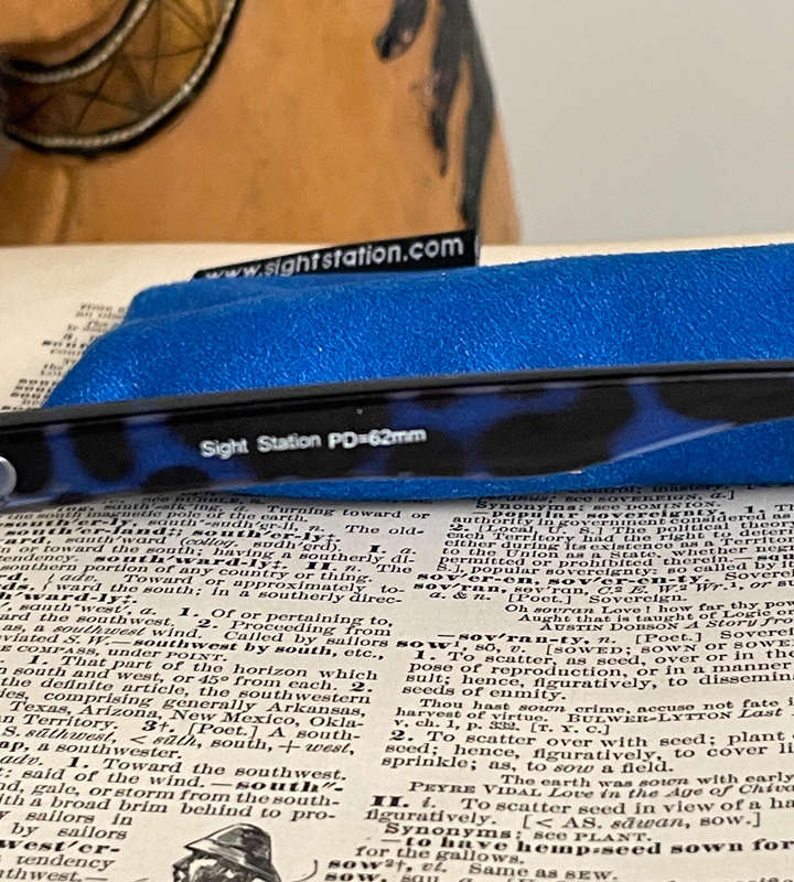 Sight Station Seville Blue +3.00 Tinted Reading Glasses  PD 62mm  With Fabric Pouch