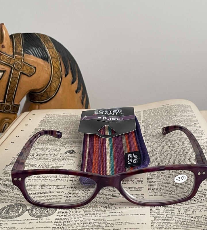 Foster Grant RFSMEG300SD +3.00 Reading Glasses  MEG PRP Bohemian Stripes with Fabric Pouch