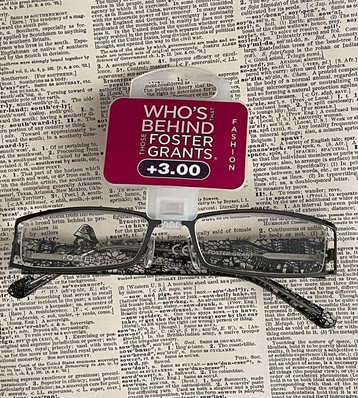 Foster Grant RFCLAC150MT +3.00 Reading Glasses  Elegant Black & Silver Lace Design