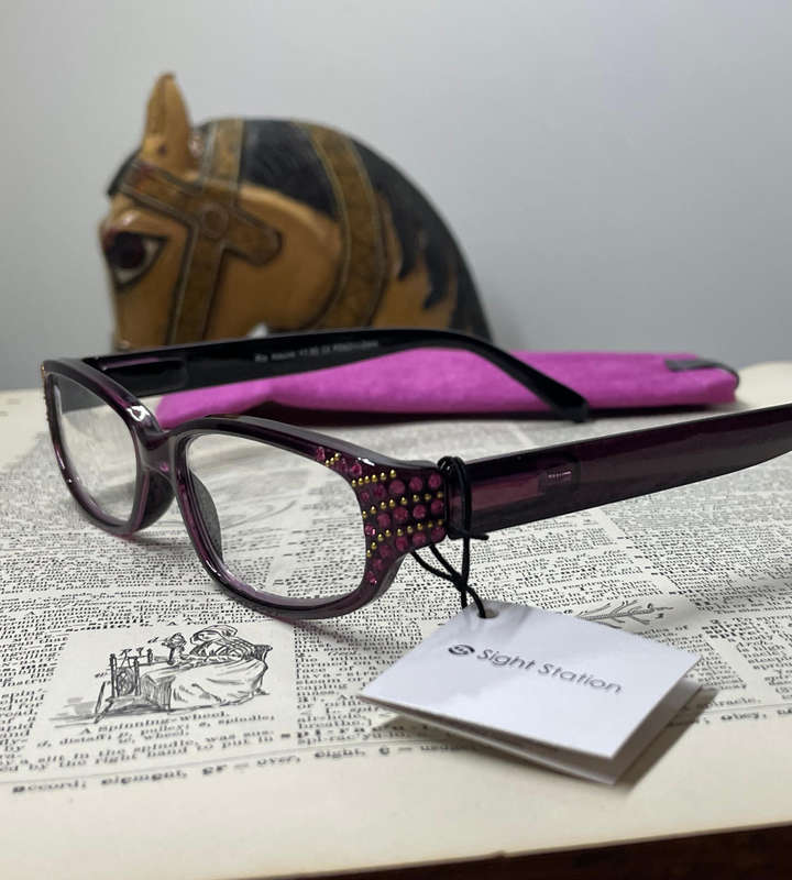 Sight Station +1.50 Reading Glasses  EYE714 Rio Mauve | Purple & Gold with Faux Diamond Accents | F
