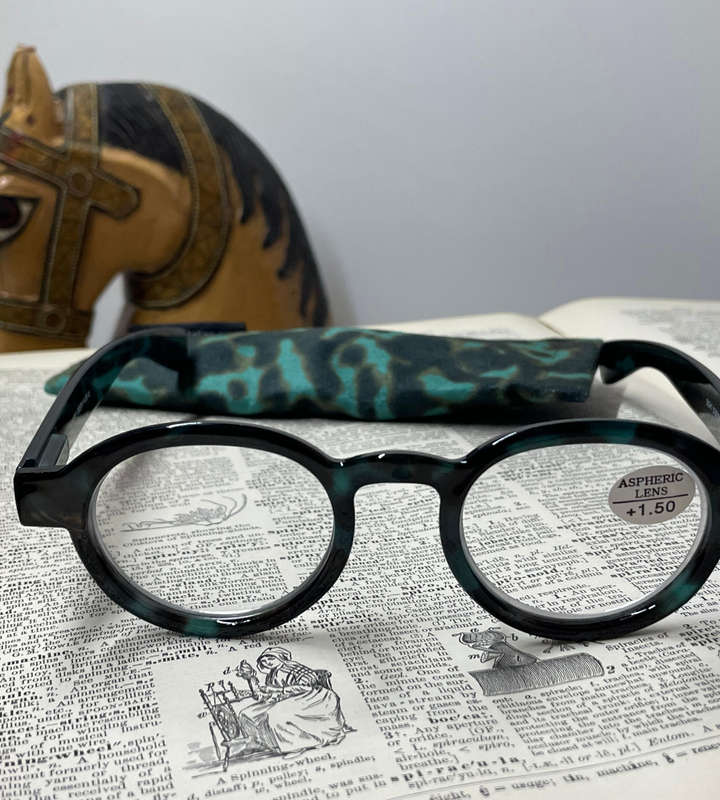 Sight Station HARRY +1.50 Reading Glasses  Green Frame with Matching Sleeve | Aspheric Lenses