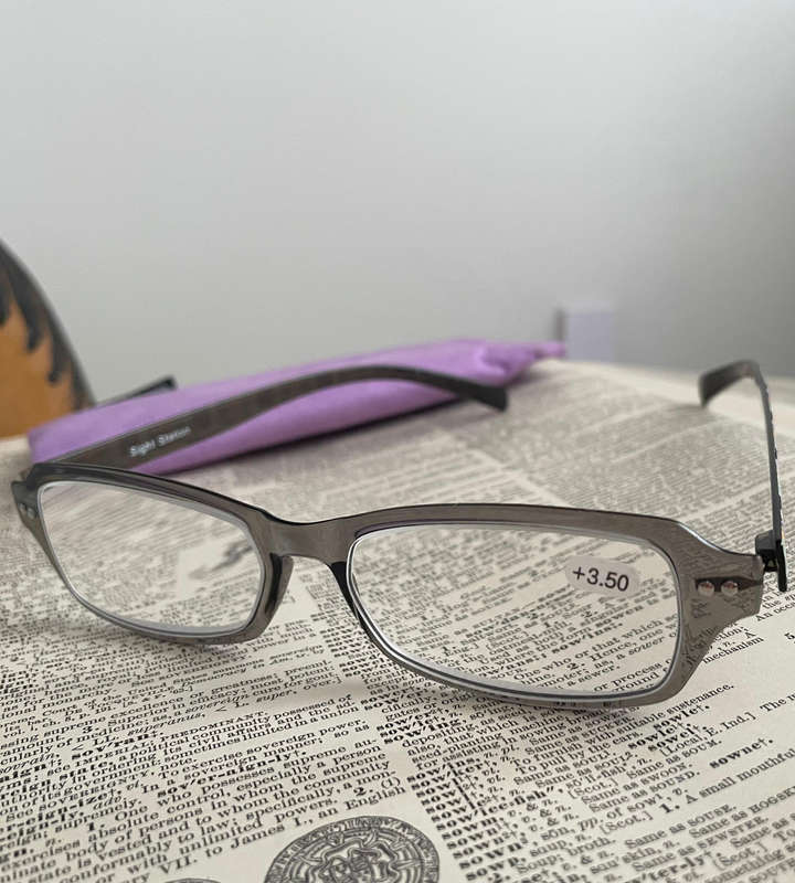 Sight Station by Foster Grant Harper Grey +3.50 Super Lightweight Reading Glasses  Modern Style