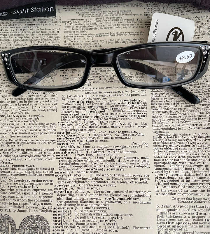 Sight Station by Foster Grant Vienna +3.50 Reading Glasses  Black Frame  Fabric Pouch  Brand New