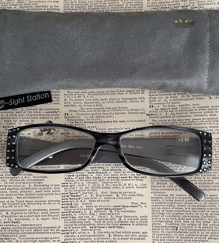 Sight Station by Foster Grant Bella Grey +3.50 Reading Glasses with Fabric Pouch