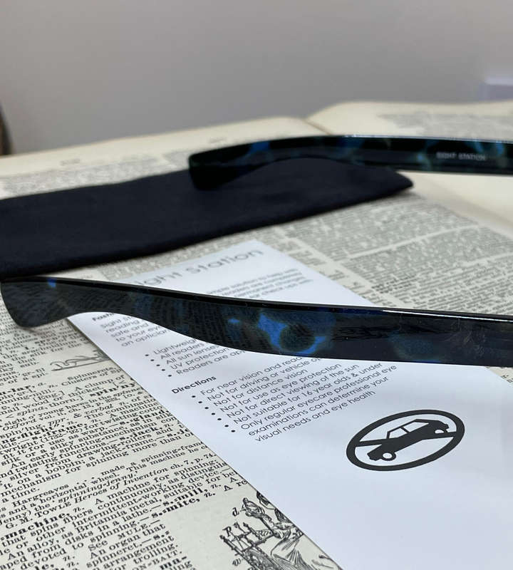 Sight Station HARRY +1.50 Reading Glasses  Blue Frame with Matching Sleeve | Aspheric Lenses