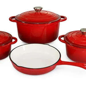 7 Piece Authentic Cast Iron Dutch Oven Cookware Pot Set