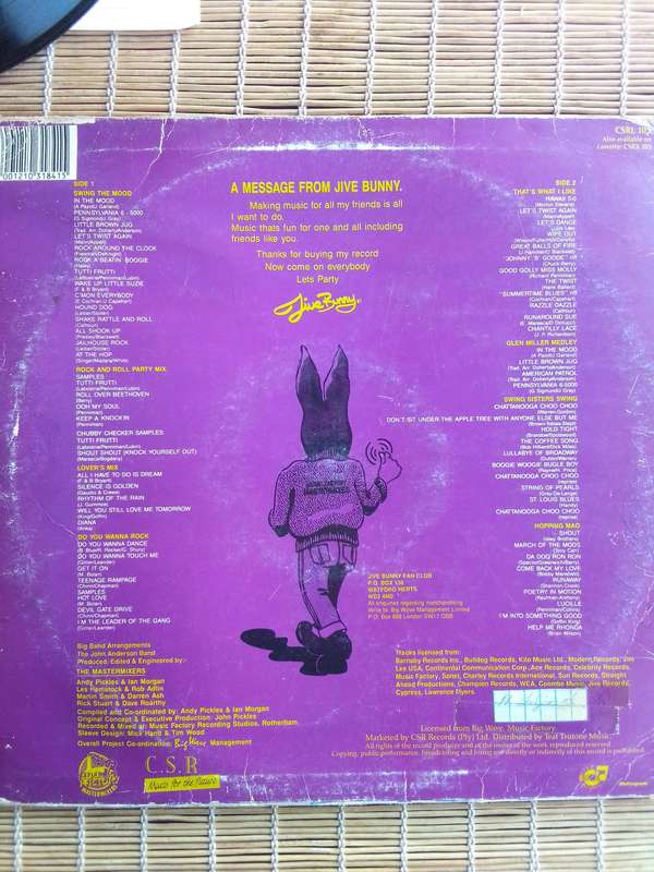 Jive Bunny & The Mastermixers - The Album (CSRL 103) Vinyl + Cover + Insert