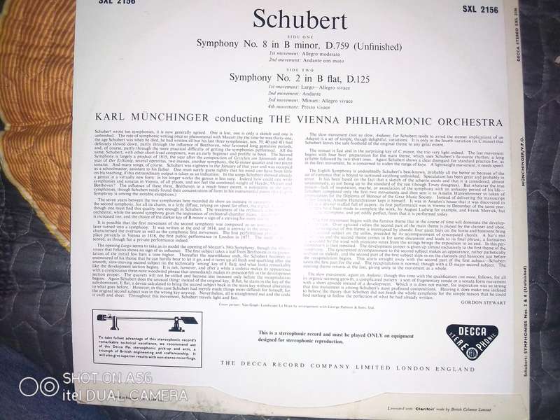  Schubert Symphony No.8 Unfinished  Decca SXL 2156 UK Wideband Stereo (FFSS)