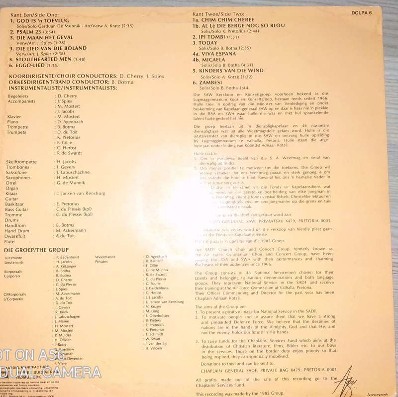 Rare SADF Chaplain Corps Choir Vinyl  Langs Ver Paaie 11
