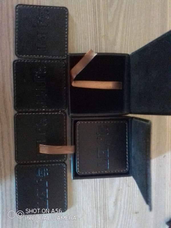 J&B Jet Leather Coaster Set