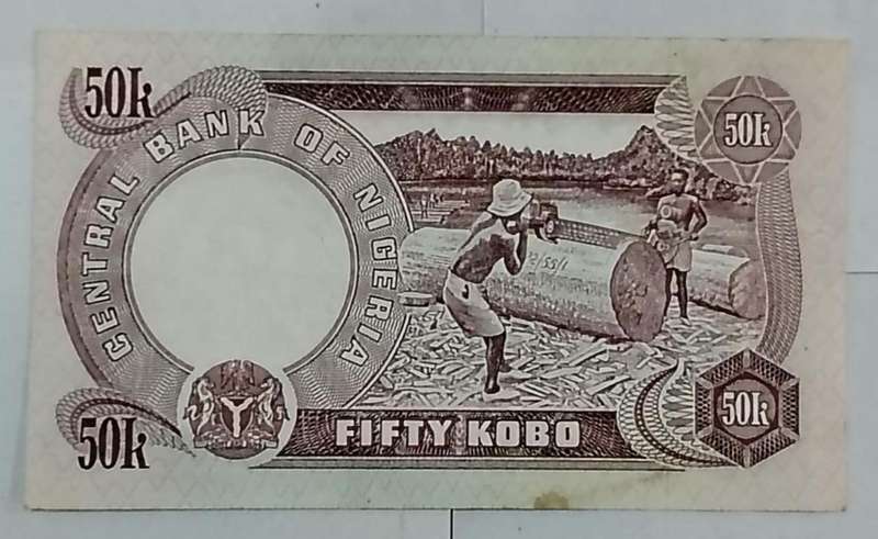 Vintage 50 Kobo Nigeria Banknote  Rare Collector's Item Very Fine