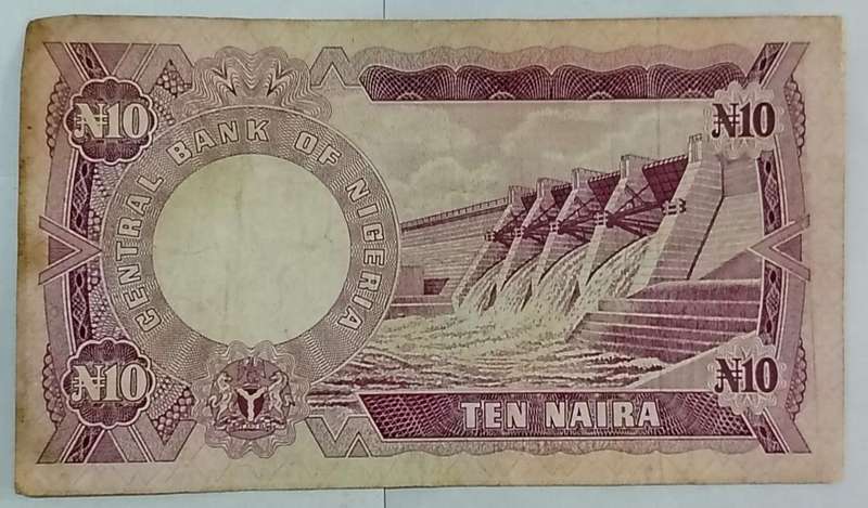 1990s Nigeria 10 Naira Banknote  Central Bank & Dam Series  Rare Collectible Note