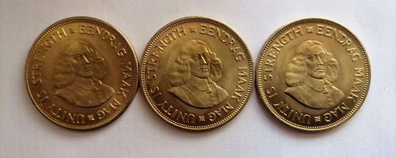 Lot of 3 x 1964 South Africa 1 Cent Coins  Jan van Riebeeck  UNC