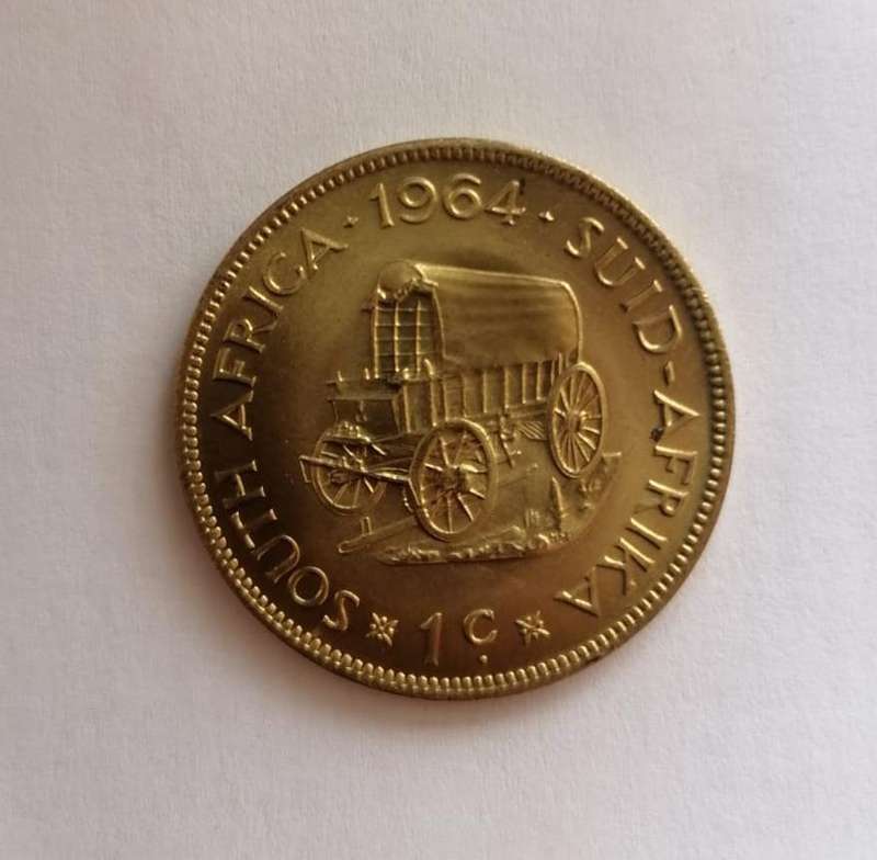 1964 South Africa 1 Cent Coin  Jan van Riebeeck  Uncirculated