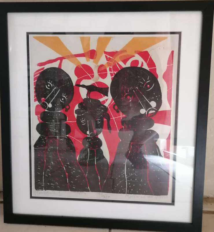 Motshile Wa Nthodi  Painting Original - 1977 3 Woman