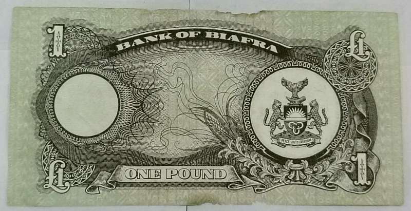 Republic of Biafra  1 Pound (1) Banknote  Rare Historical Currency