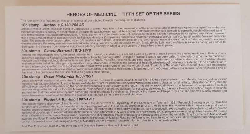 1990 Heroes of Medicine  The Conquest of Diabetes | Transkei FDC | Umtata