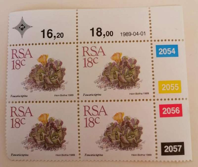 RSA 1989 "Faucaria Tigrina" Stamp Block  18c x4 | Wild Succulent Series
