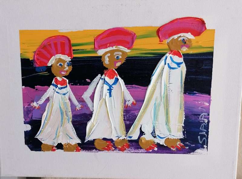 Sjaan Buchel Acrylic Painting on canvas -3 Woman 1- 390mmx290mm not Framed