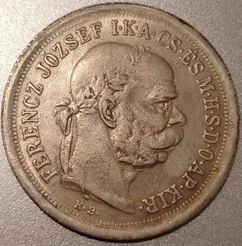1900 HUNGARY w King Franz Joseph I Hungarian Antique Silver 5 Korona Coin i99173, VF-30 Condition,