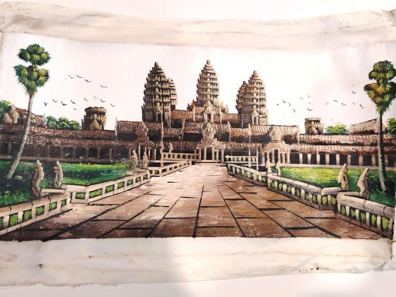 Oil Painting,Tempel, Cambodia,Famous Angkor Wat Tempel 1000AD by local artist,Canvas not framed