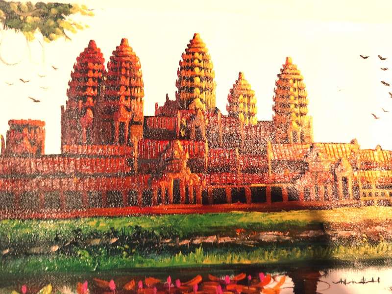 Oil Painting,Tempel, Cambodia,Famous Angkor Wat Tempel 1000AD by local artist,Canvas not framed