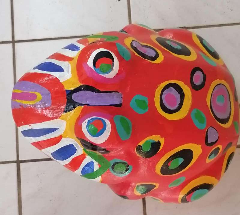 Elwin Buchel Painting on Stone -Big Frog Sculpture