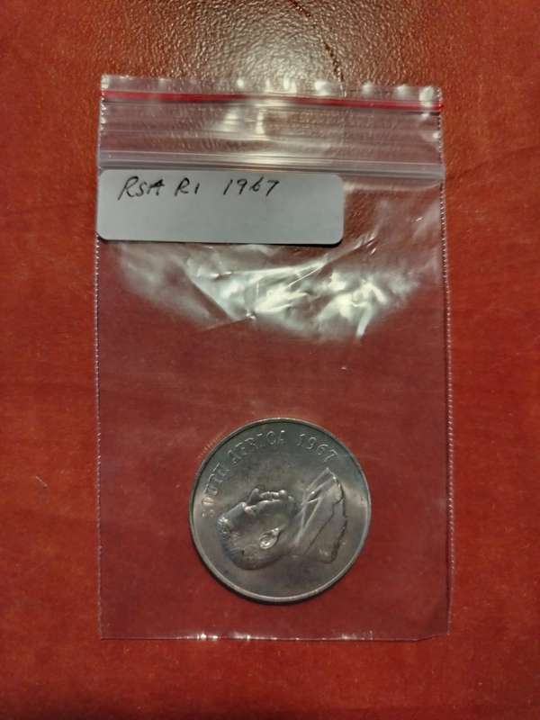 1967 South Africa Silver R1 pregnant springbok - SCARCE - 1966 is not the only year of issue