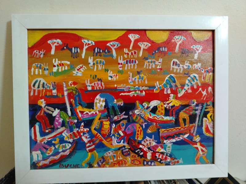 Elwin Buchel Oil Painting Small Ships 600x450mm