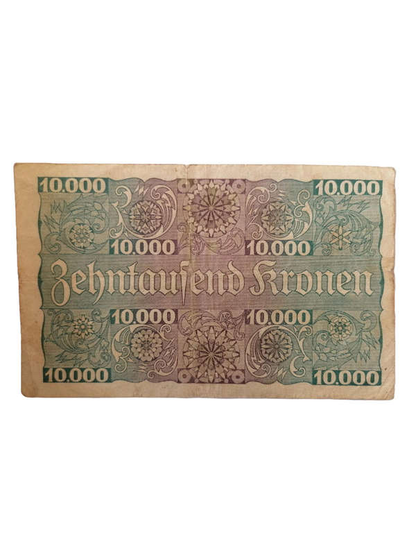 Rare 1924 Austria 10,000 Kronen Banknote  Zehntausend Kronen  Historic European Currency