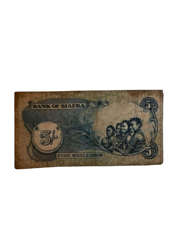 Rare 1968 Bank of Biafra 5 Shillings Banknote  Historical Civil War Currency