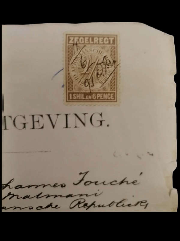 1891 Zuid-Afrikaansche Republiek Document  Rare Historical Set with ZEGELREGT Revenue Stamps