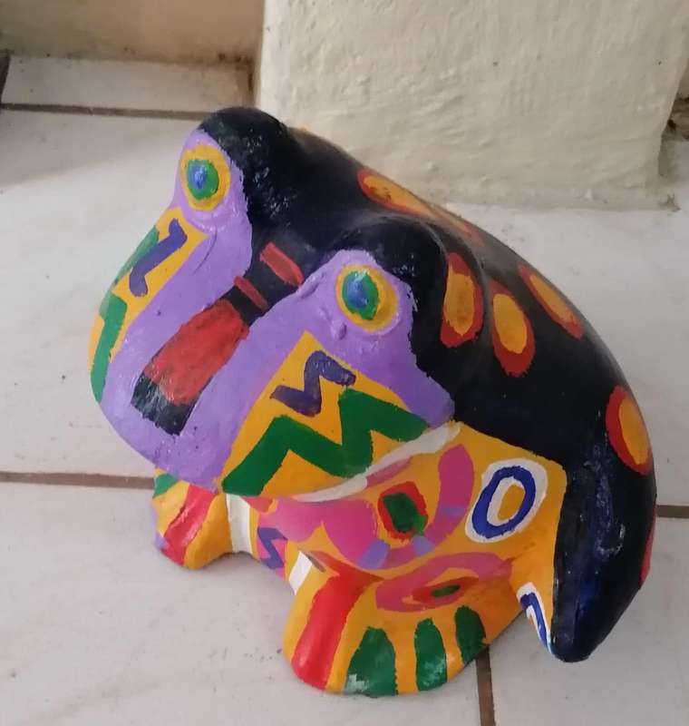 Elwin Buchel Painting on Stone -Small Frog Sculpture