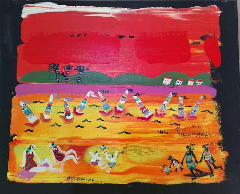 Elwin Buchel Acrylic Painting UAE Beach Landscape