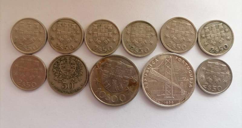 Vintage Portuguese Coin Lot  Includes Rare 1966 20 Escudos Silver | Collectible 11-Coin Set