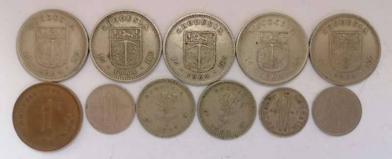 Vintage Rhodesia Coin Lot of 11 Historic Coins - Rare Set