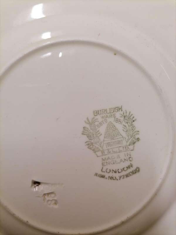 Vintage Burleigh Ware Tea Trio  Art Deco Floral  England  1930s
