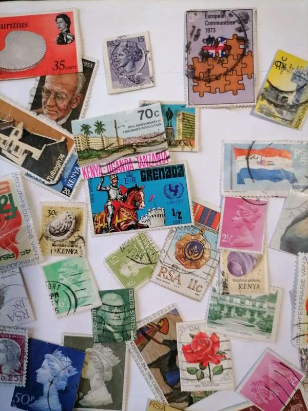 Mixed Lot of 62 World Stamps  RSA, Kenya, Mauritius, Grenada & More  Colourful Collection!