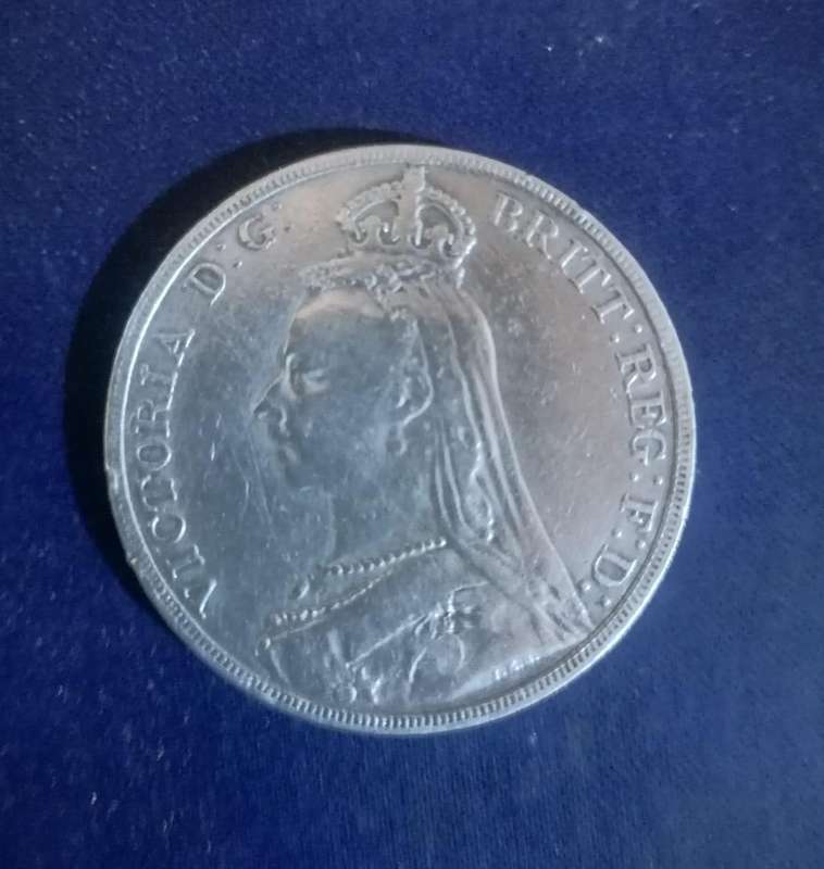 Rare 1889 Great Britain Silver Crown  Queen Victoria "Jubilee Head"  St. George & Dragon Revers