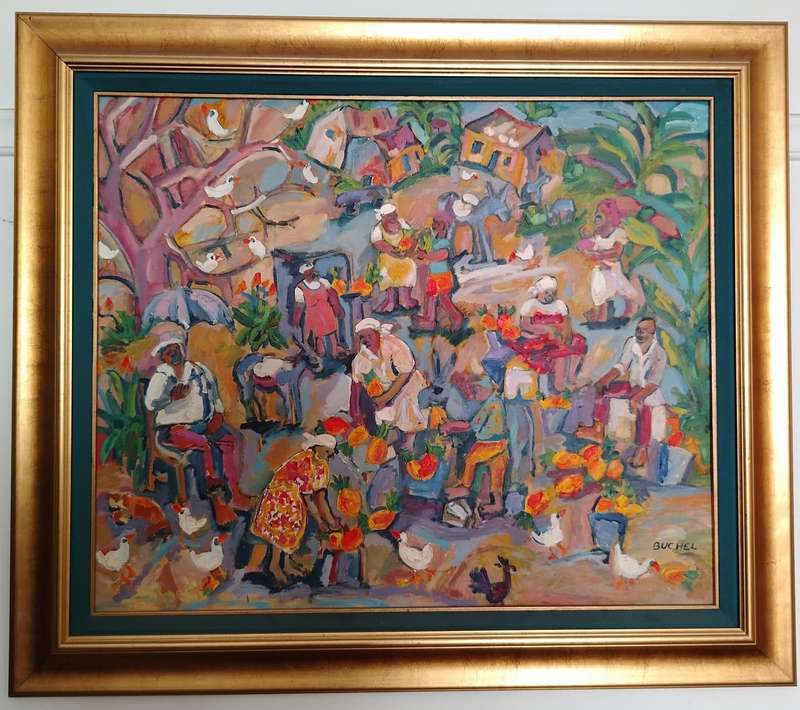Elwin Buchel Oil Painting - Collectors Piece - Woman Washing Rural Western Cape