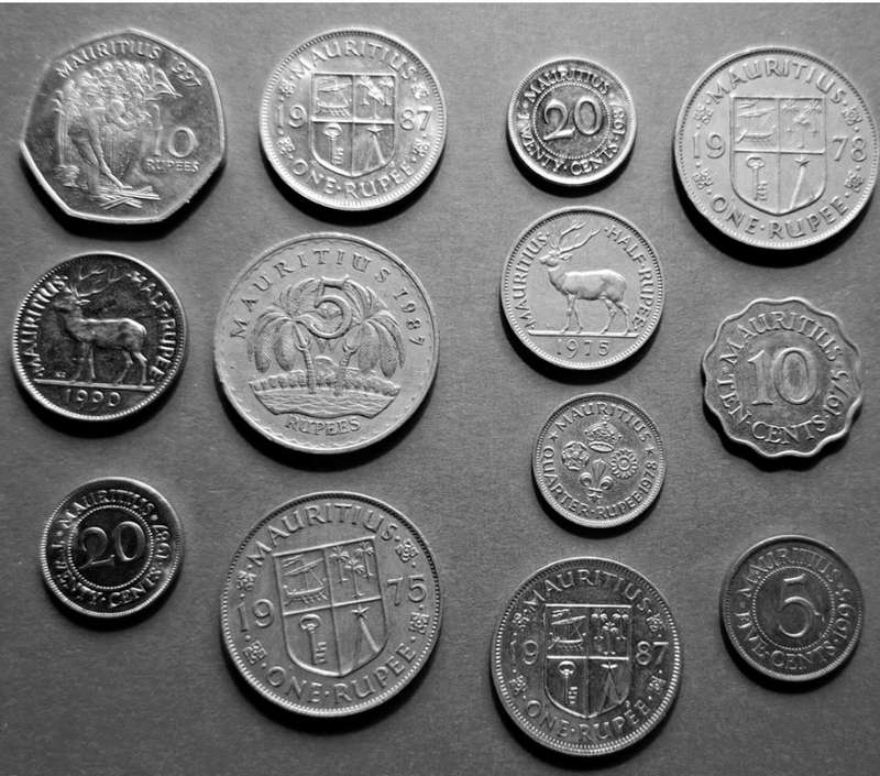 13 Mauritius rare collectible coins dated 1975-1997 in very good condition
