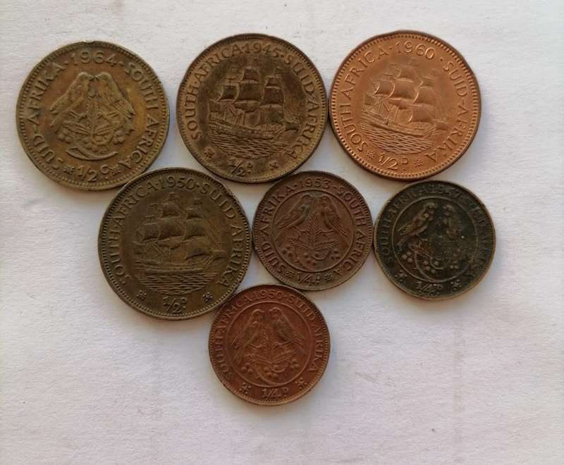 South Africa Pre-Decimal 7 Coin Lot 1940s1960s Historic Lot