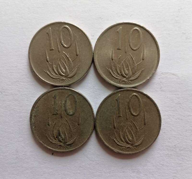 Lot of 4 x South Africa End of Presidency 10c Coins (19701982)  Historical Portraits