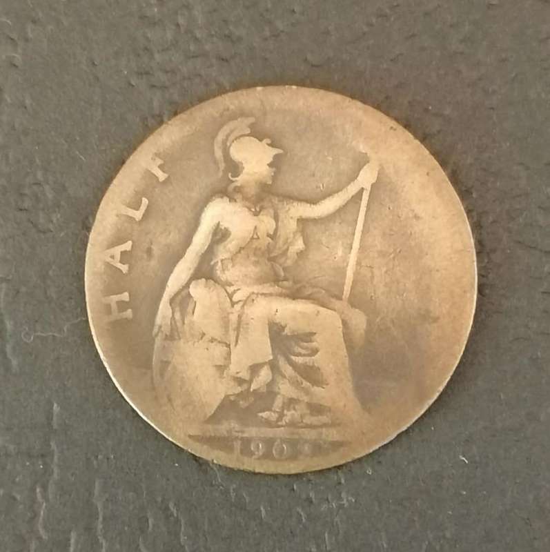 1902 Edward VII Halfpenny Low Tide Variety  Collectible British Bronze Coin