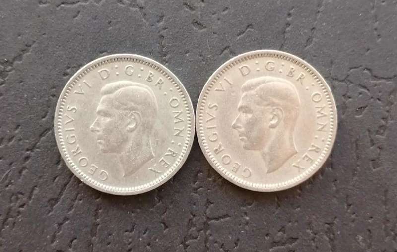 1948 UK Sixpence Coins  George VI  Lot of 2