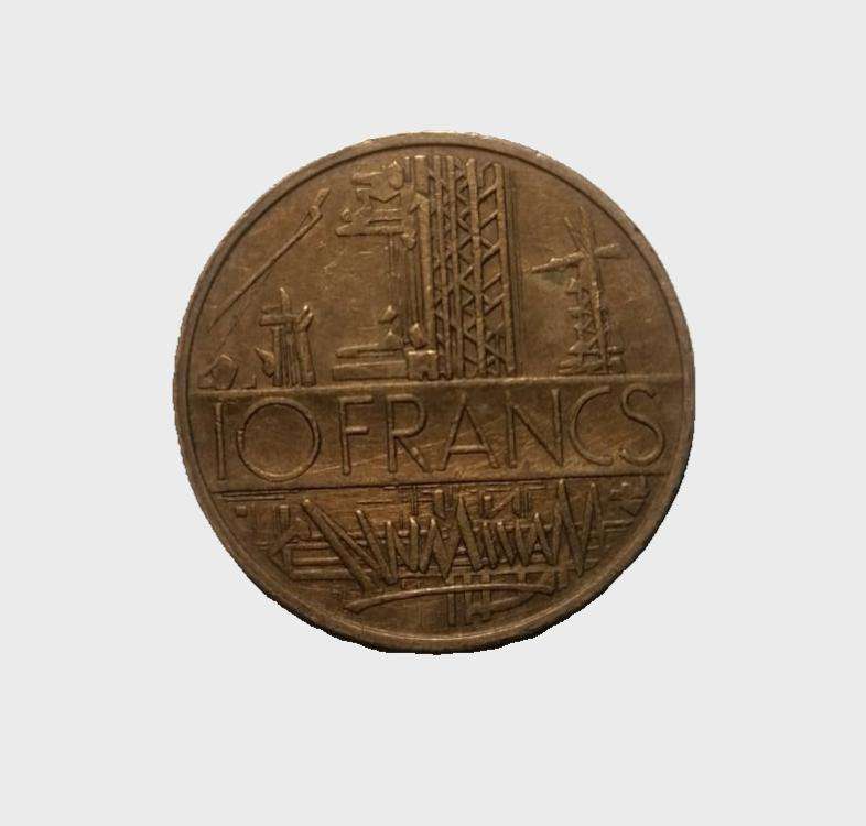1977 France 10 Francs Coin  Industrial Design  République Française  Rare Modern Issue
