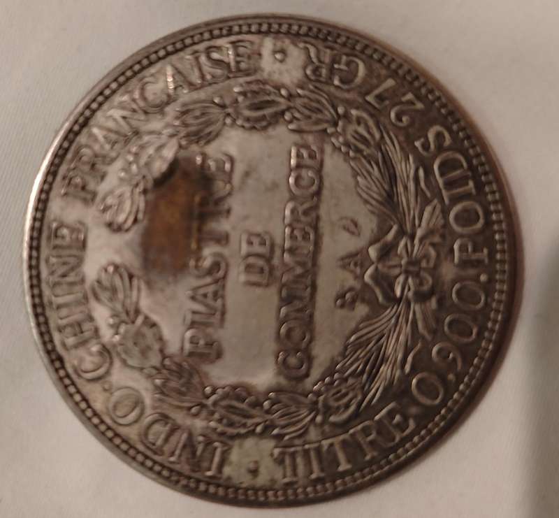 1908-A French Indo-China 1 Piastre Lot#JM7990 Large Silver,RARE, Mint Condition, Good Buy