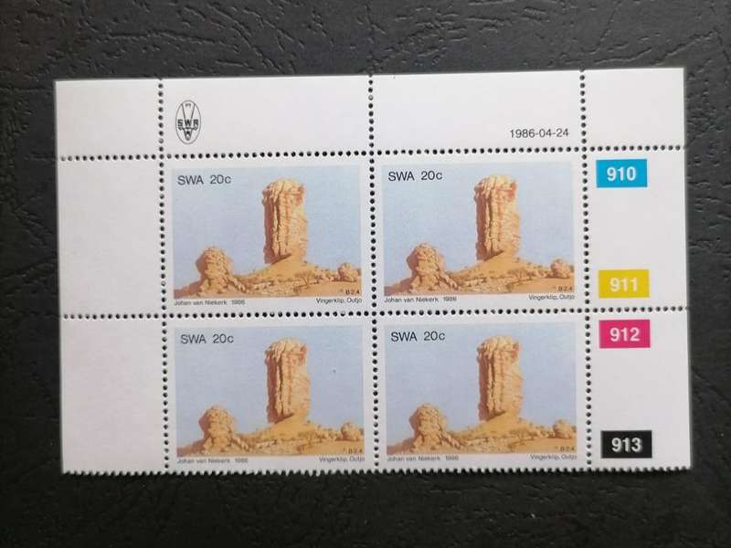 1986 South West Africa (SWA) Vingerklip 20c Stamps - Block of 4 - Mint