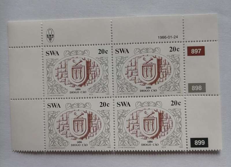 SWA 1986 Diogo Cão Commemorative Stamp Block (20c)  MNH  SG 897899
