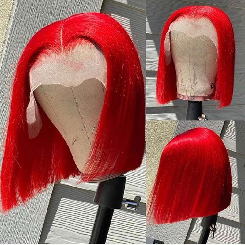 12inch-Full Frontal Red bob wig